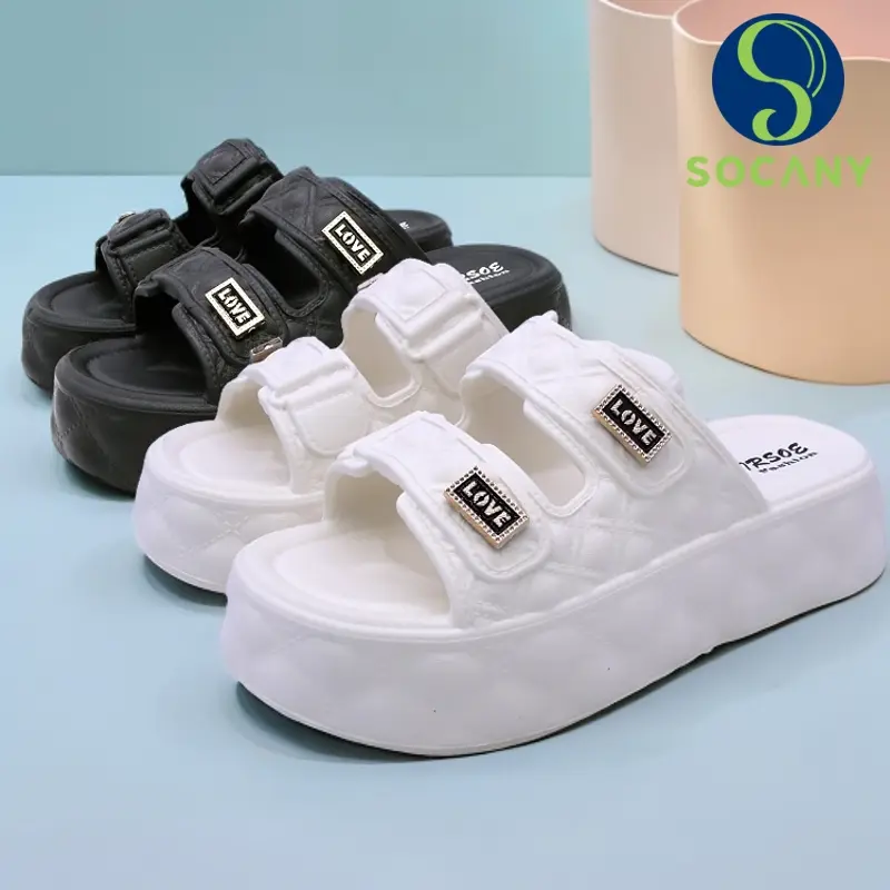 Socany Sandal Jelly Slop Wanita Kekinian Sandal Fuji Wanita Dewasa Korea Tinggi 5cm Size 35-40