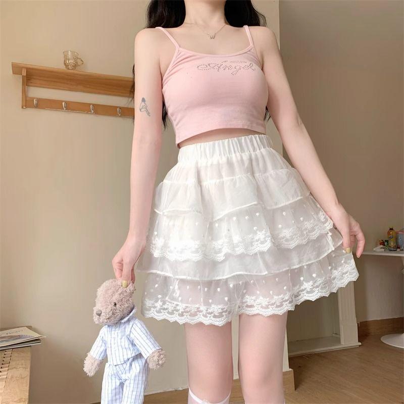 Ballet style midi skirt, women's summer short skirt, high waist slimming, fluffy skirt, small stature, fairy cake skirt Dress Womenswear 0