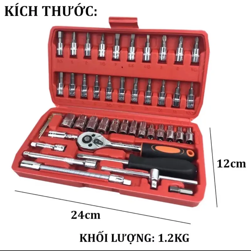 Bộ dụng cụ mở bu lông ốc vít bộ dụng cụ sửa chữa ô tô xe máy bộ dụng cụ đa năng 46 chi tiết cầm tay cao cấp 1