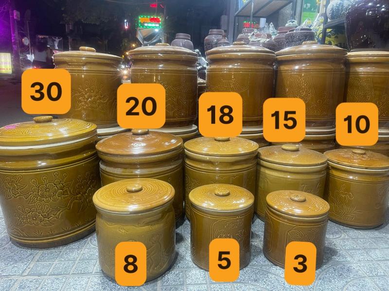 Hũ đựng gạo/ hũ muối dưa Bát Tràng VN đựng từ 3Lit - 30Lit [Số lít với số kg chênh lệch nhau.Nếu để đựng gạo lên 1SIZE] Đựng Gia Vị Đựng Đồ Ăn