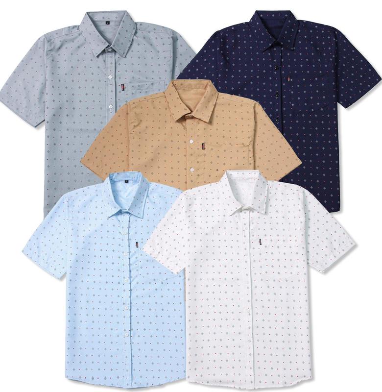 Áo Sơ Mi trung niên ngắn tay vải lụa cao cấp Tomen họa tiết đơn giản SM1, SM2, Ô VUÔNG CHÉO