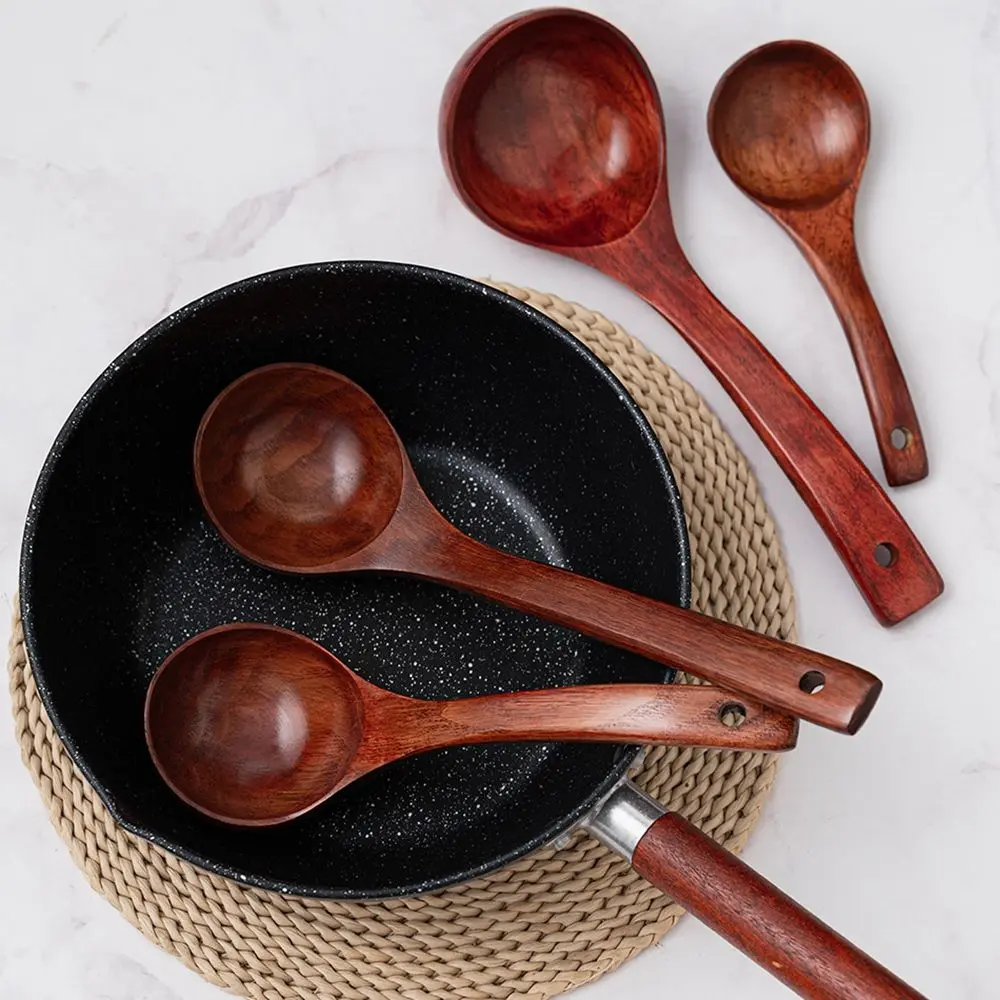 Rice Colander Natural Wood Cookware Cooking Kitchen Tool Tableware Rice Scoop Cooking Utensils Strainer Spoon Soup Ladle