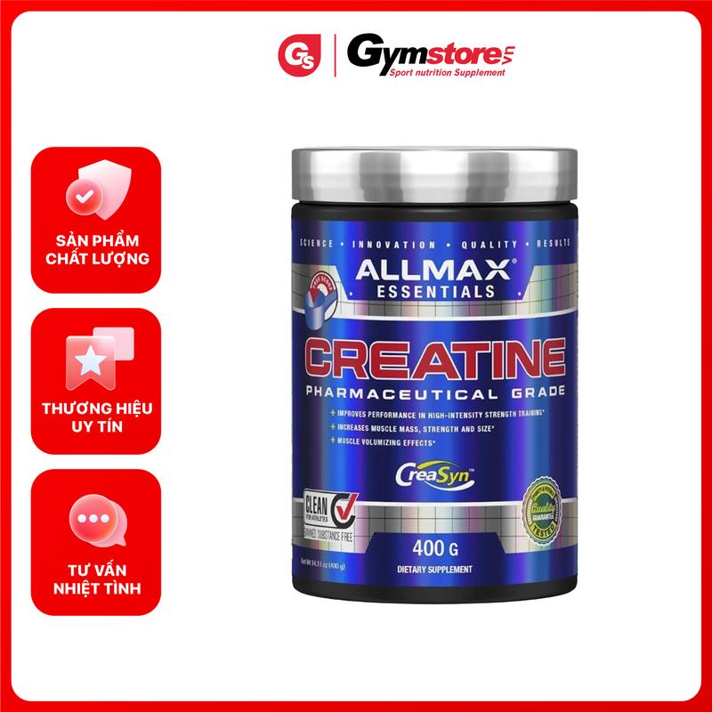 Bột Allmax Creatine Monohydrate Pharmaceutical Grade | Unflavored, 400G | Made in Canada