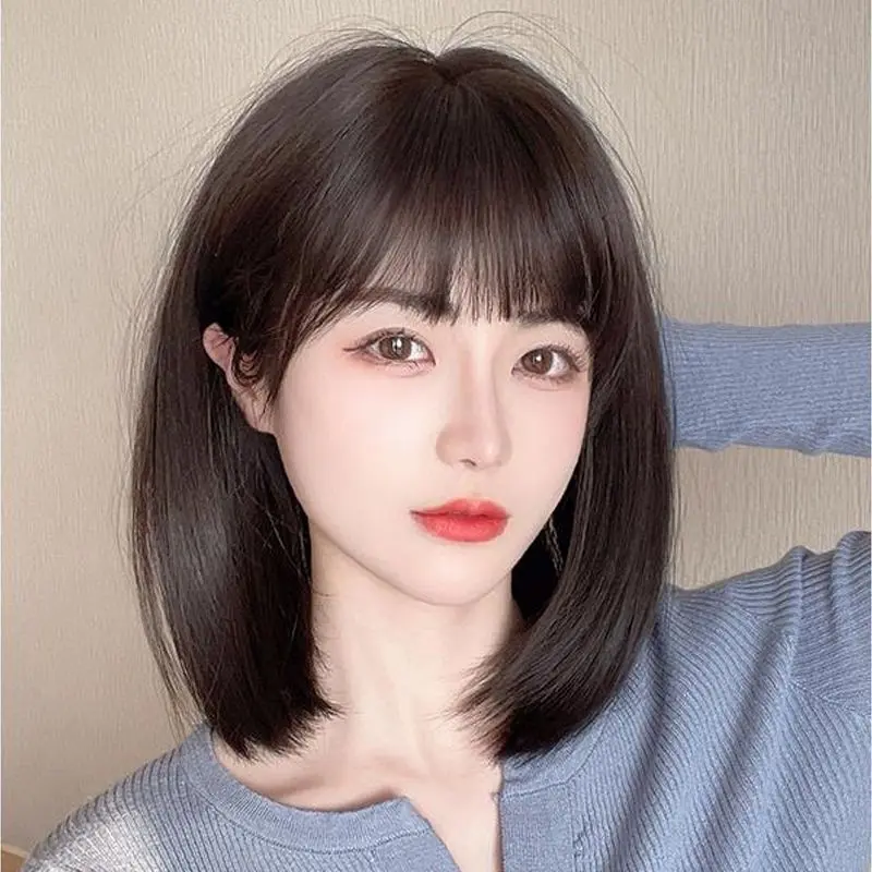 Wig Women's Short Hair Age-Reducing Natural Full-Head Wig Bobhaircut New Fashion Real Hair Full Real Human Hair Shoulder-Length