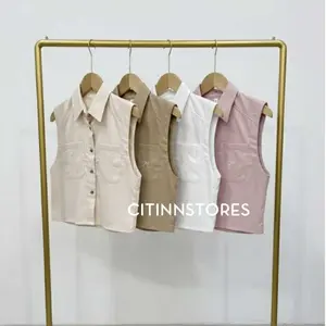 READY STOCK ABY24590 Atasan Bordir Tanpa Lengan