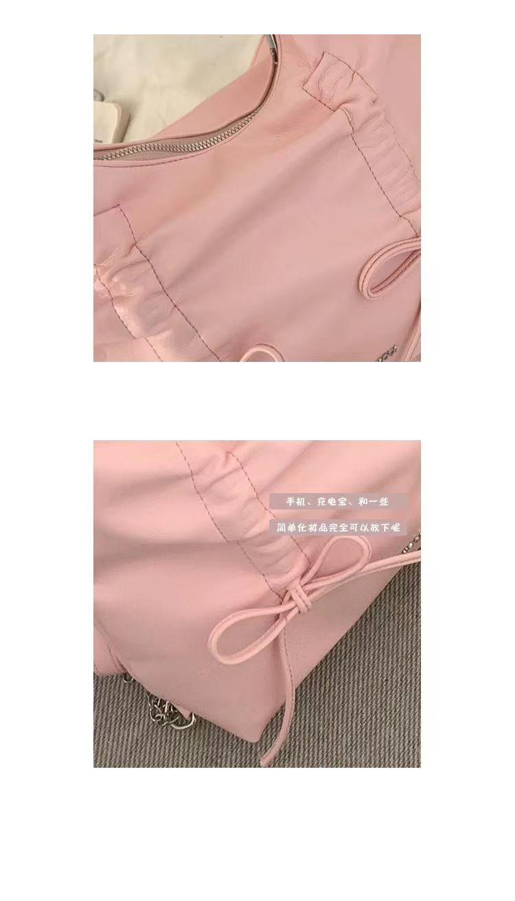 Product Introduction of Pleated Bowknot Backpack for Women 2024 New Trendy Fashion Sweet Tote Bag Casual Large Capacity Bag 6