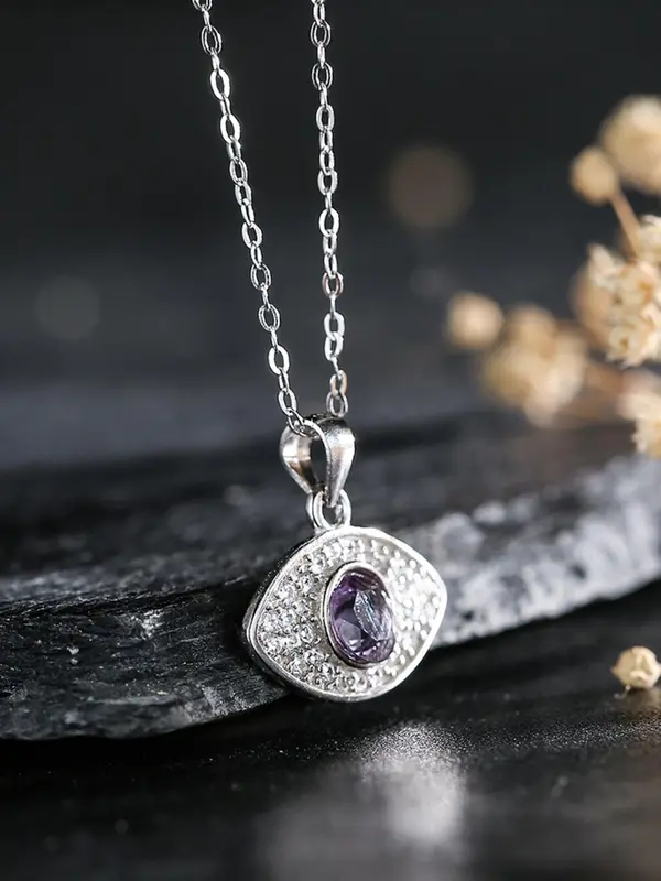 925 Sterling Silver Fashion Eye Design Pendant Necklace for Women & Girls, Fashion Jewelry for Party, Daily Decor, Trendy All-match & Exquisite Jewelry for Birthday Gift 3