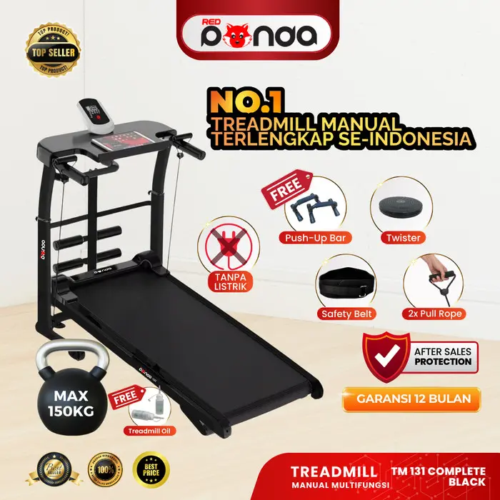 Manual Treadmill Redpanda 131 Super Murah Kokoh Kuat Multifunction - Hitam 2