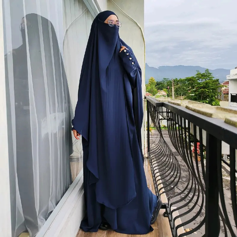 French Khimar Veloxa Jumbo Panjang Jilbab Kerudung Cadar Syari Instant Hijab Aja Wanita Muslim Bergo 0