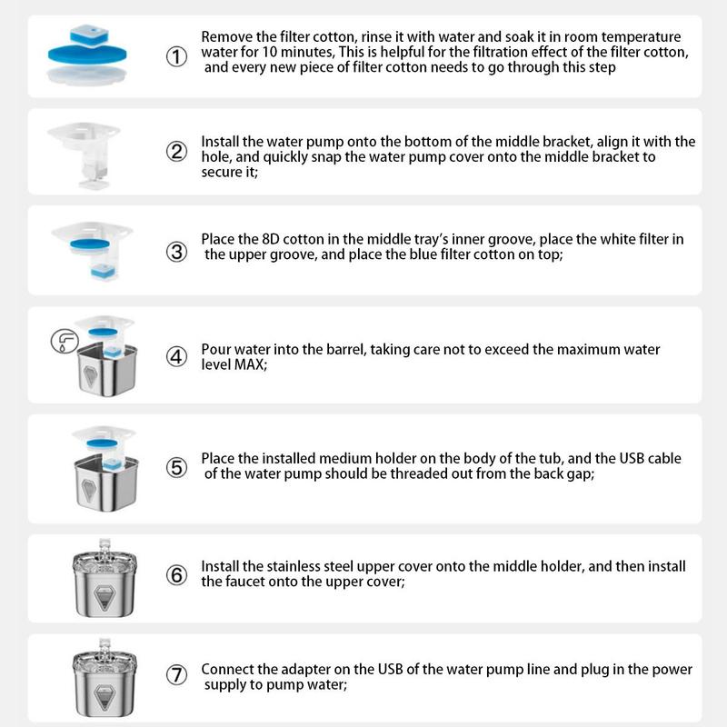 2.5L Stainless Steel Pet Water Dispenser, Large Capacity Pet Water Fountain, Pet Drinking Fountain, Dog & Cat Accessories, Feeding Supplies 2