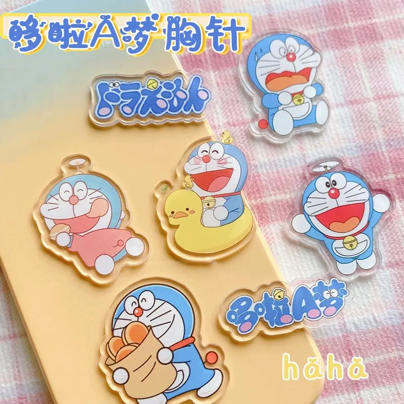 Doraemon Children Cartoon Cute Brooch Acrylic Badge Pin School Pencil Bag Diy Decoration Kerongsang Budak Hiasan Beg Hadiah Jewelry Gift XZ12