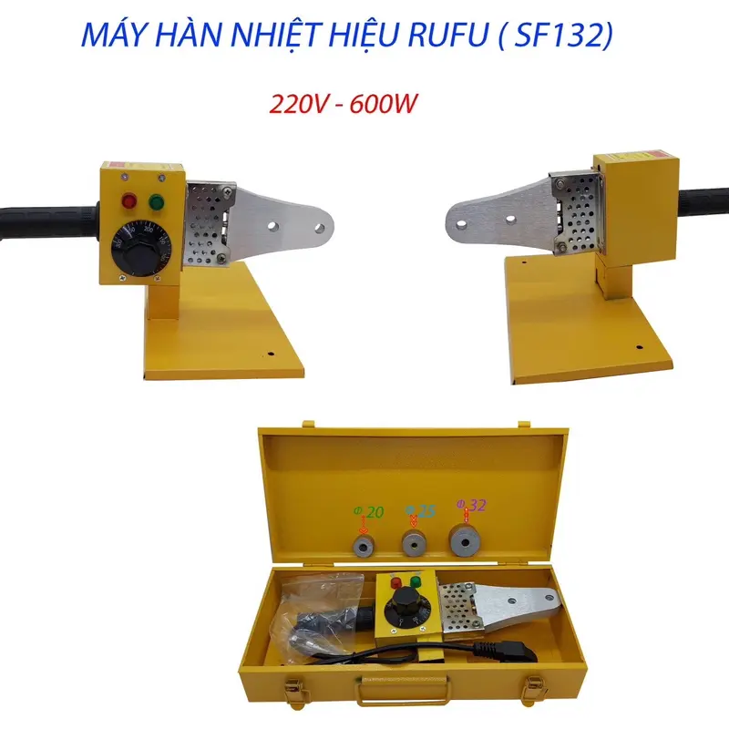 ￼Máy Hàn Ống Nhiệt Các Loại PPR,PE,PB Từ 20-25-32 ( vàng 132 ) / 20-63 ( vàng 163 - 2 lỗ ) Máy Hàn Ống Chuyên Dụng Công Suất 1500w 1