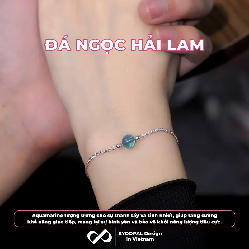 Vòng tay bạc nữ KYDOPAL bạc 925 đá Phong Thủy Tự Nhiên và charm trang sức cao cấp ý 925 - PAL9B7L7 8