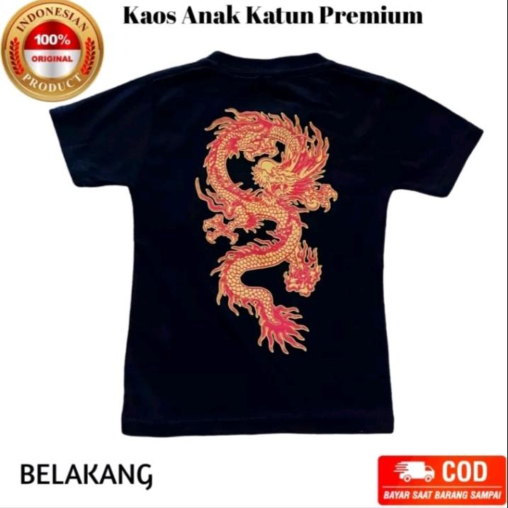 kaos anak naga hitam keren Katun Fashion 1