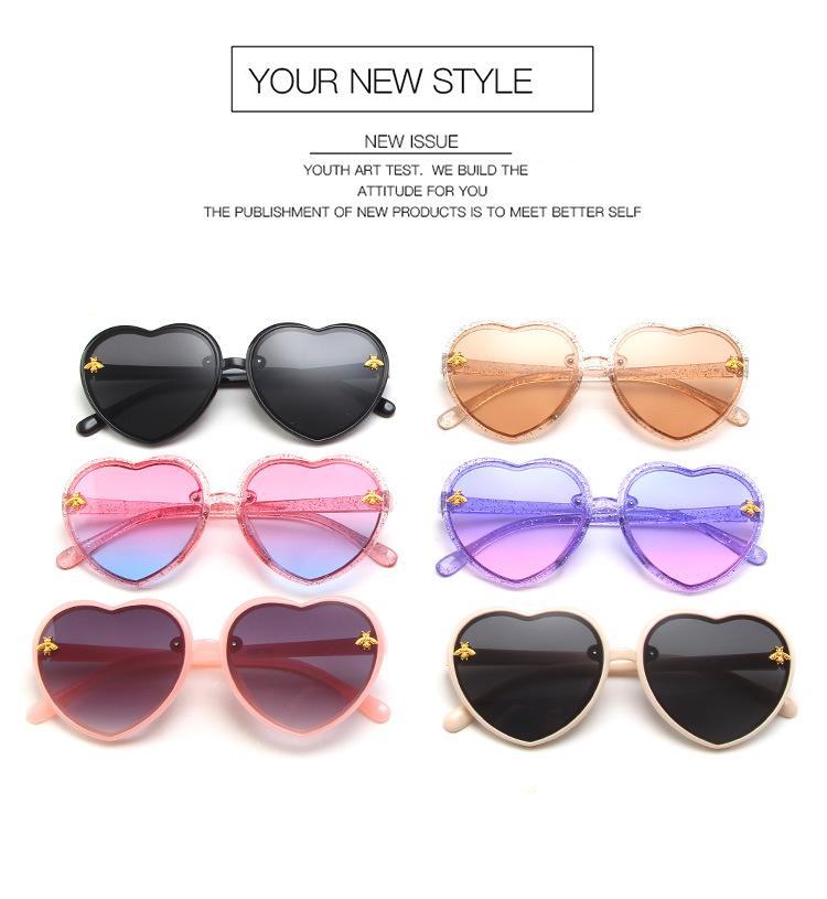Product Introduction of Cartoon Little Bee Sunglasses For Girl Cute Sweet Heart Shaped Sunshade UV Protection Glasses Outdoor Sports Accessories 31
