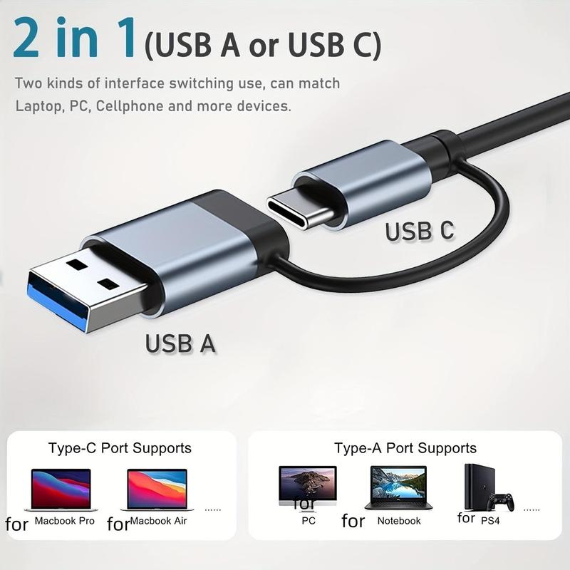 USB 3.0 Hub, 1 Count USB A/USB C Hub, Multi-port USB Splitter Docking Station For MacBook Pro/Air, Computer Accessories 4