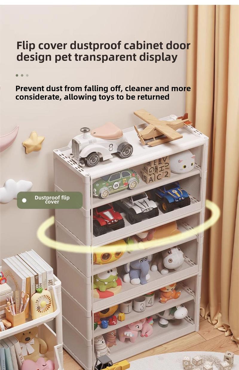 Product Introduction of Children's Toy Storage Rack Floor-standing Household Baby Supplies Dust-proof Storage Cabinet Baby Organizer Multi-layer Storage Box 2