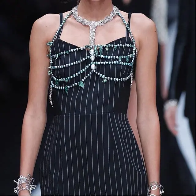Body Chain Kalung Badan Mutiara Baroque Hijau Asli - Ellyhan Jewelry