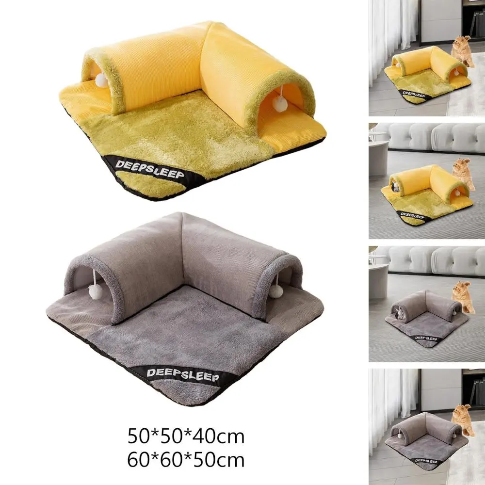 Cat Tunnel Bed Portable Exercise with Removable Mat Interactive Play Center Hideout for Bunny Hamster Kitten Rabbit Indoor Cats