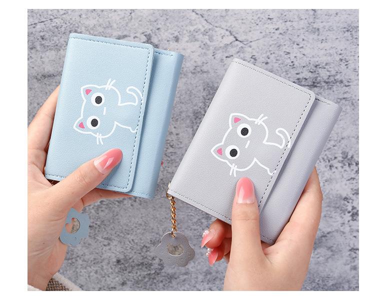 Product Introduction of Cute Wallet Women's Short Three Fold Cat Girl's Small Wallet Wallet Women's Soil Wallet 8