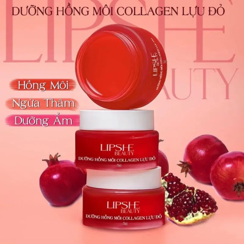 Son dưỡng Hồng môi collagen lựu đỏ Lipshe 5g giúp dưỡng môi mềm mịn và lên màu tự nhiên