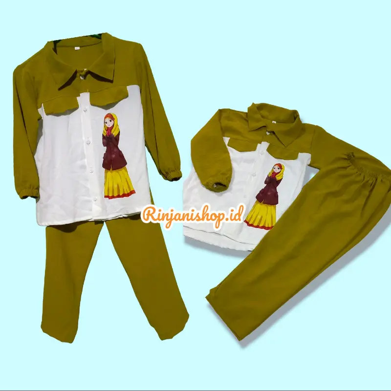 Setelan Kemeja Anak Perempuan Bahan Crincle Airflow 0