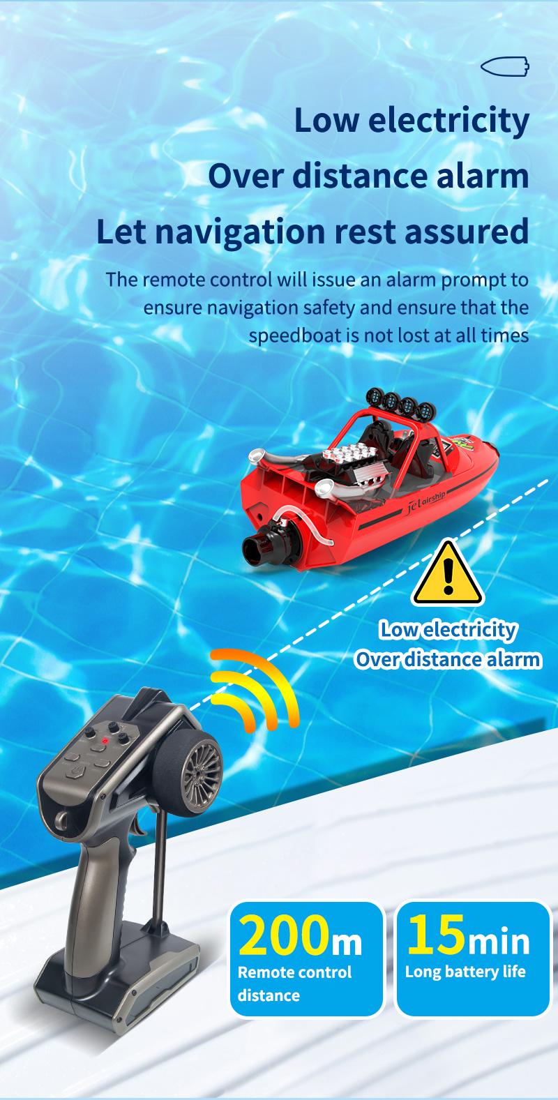 Product Introduction of RC Boat High-speed Remote Control Speedboat High-speed Turbojet Boat Model Children's Water Toy Boat Model Electric Turbojet High-horsepower Waterproof High-speed Remote Control Boat 6