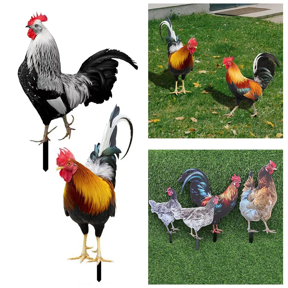 Garden Statues Ornaments for Hahn, Chicken Decorations Sculptures Yard Art