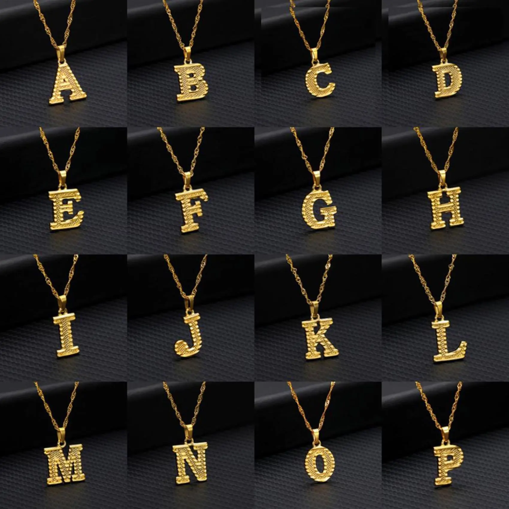 Classic Trendy Initials English Alphabet 26 A-Z Letter Family Name Capital Necklace for Women