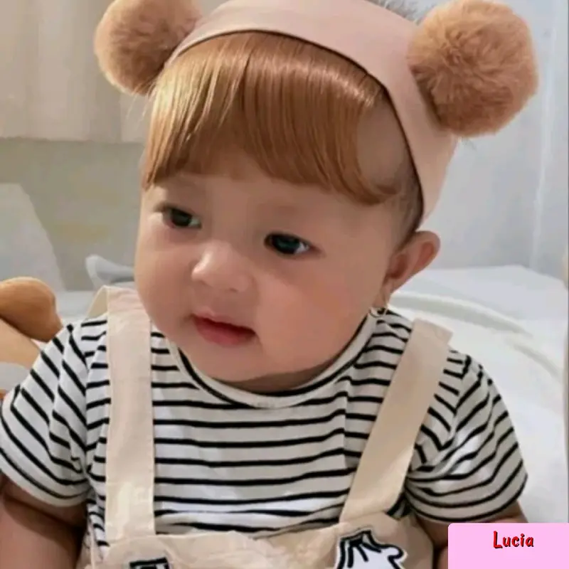 BANDANA BAYI WIG PONI PIRANG POMPOM / BANDANA BANDO ANAK RAMBUT PONI 03-2TH 4