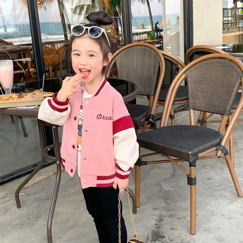 Áo Khoác Bé Gái, Đồng Phục Bóng Chày, Phong Cách Phương Tây, Hàng Mới Về 2023, Thời Trang Thường Ngày Cho Bé Gái, Thích Hợp Cho Mùa Xuân Và Mùa Thu, Áo Hoạt Hình, Áo Khoác Trẻ Em 2