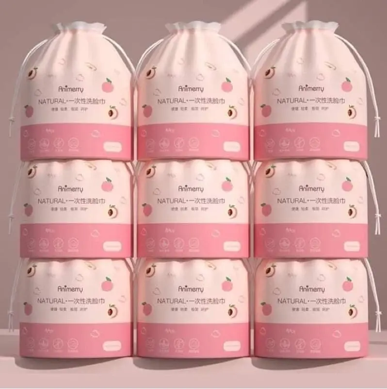 SET 2 TÚI BÔNG TẨY TRANG KHĂN ĐA NĂNG ĐÀO BƠ TIỆN LỢI Cosmetic