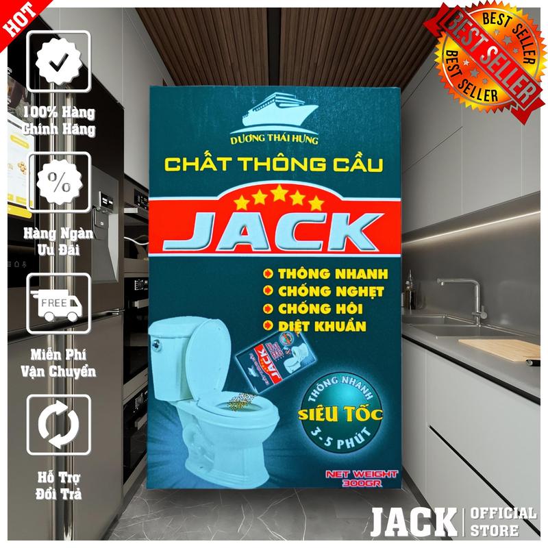 Bột Thông Bồn Cầu Cực Mạnh JACK 300gr Thông Tắc, Làm Sạch Nhanh Chóng Đường Ống Tắc Nghẽn, dodung giadung tienich
