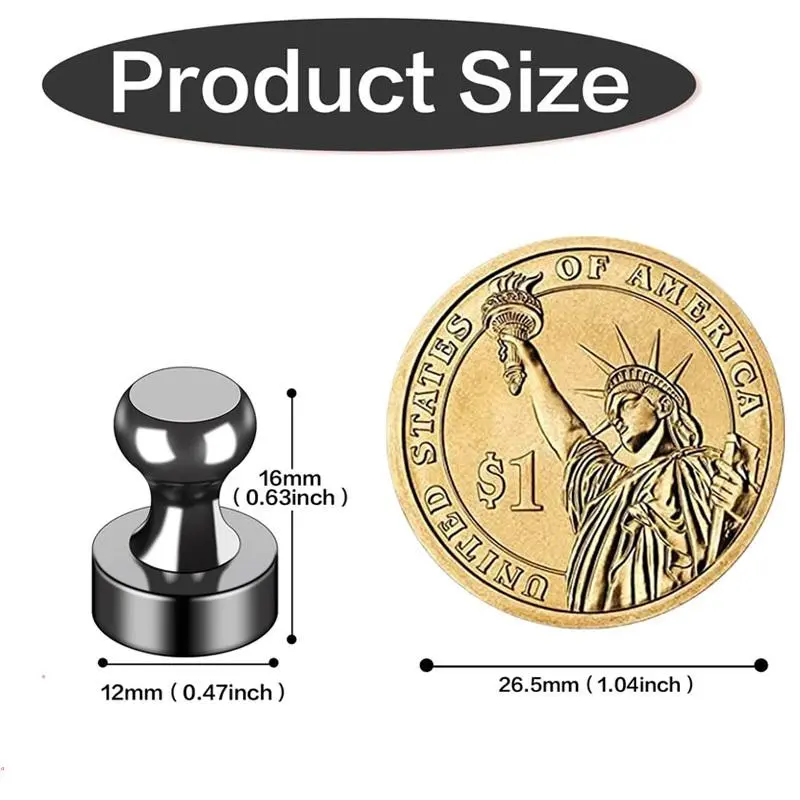 Silver Cabinet Magnet, 12pcs/set Mini Magnetic Cabinet Knob, Magnetic Cabinet Knob for Whiteboard, Office, Classroom, Kitchen, Storage Cabinet for Home Use 1