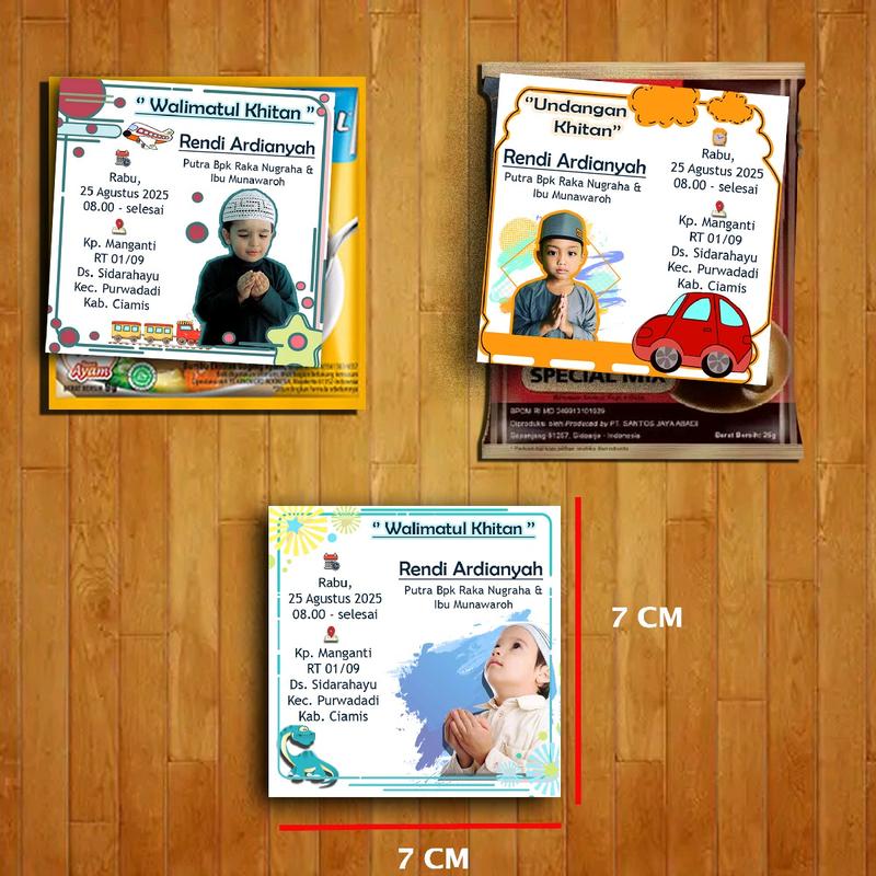 Undangan Khitan Mini Kopi/Masako Per 100pcs Kertas Cards 1
