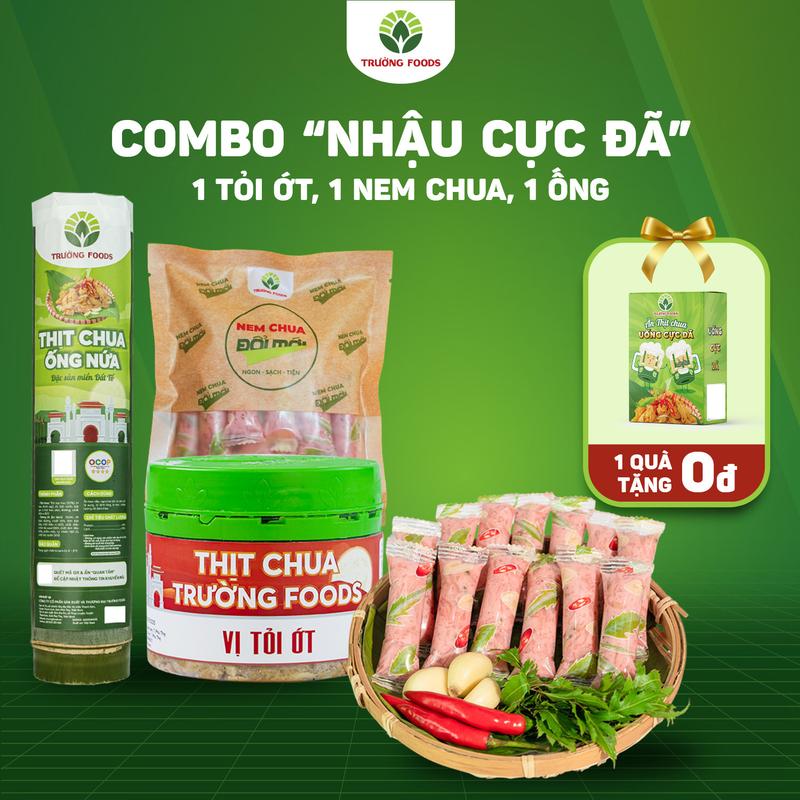 Trường Foods Combo "Nhậu Cực Đã" - Combo 3 Đặc Sản (1 Thịt Chua Tỏi Ớt, 1 Nem Chua, 1 Ống Nứa Truyền Thống) Tặng 1 Bộ Thẻ Rút Vui Vẻ