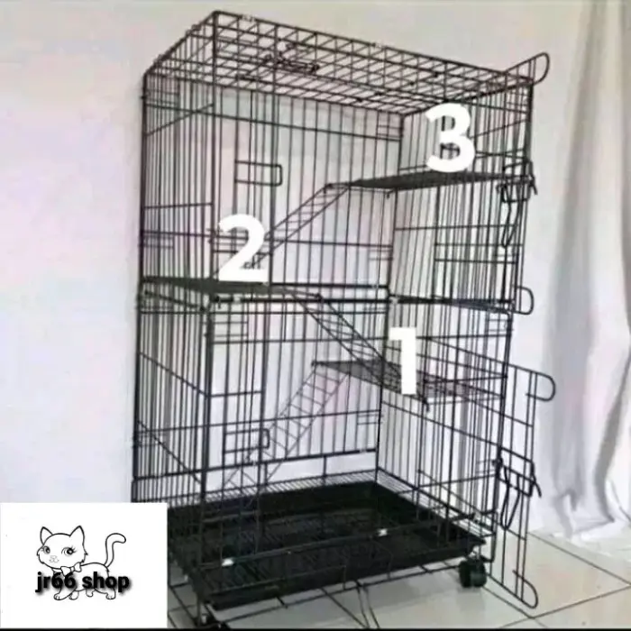 KANDANG KUCING BESAR UKURAN P 60 L40 T 100 3 TINGKAT BISA DI LIPAT