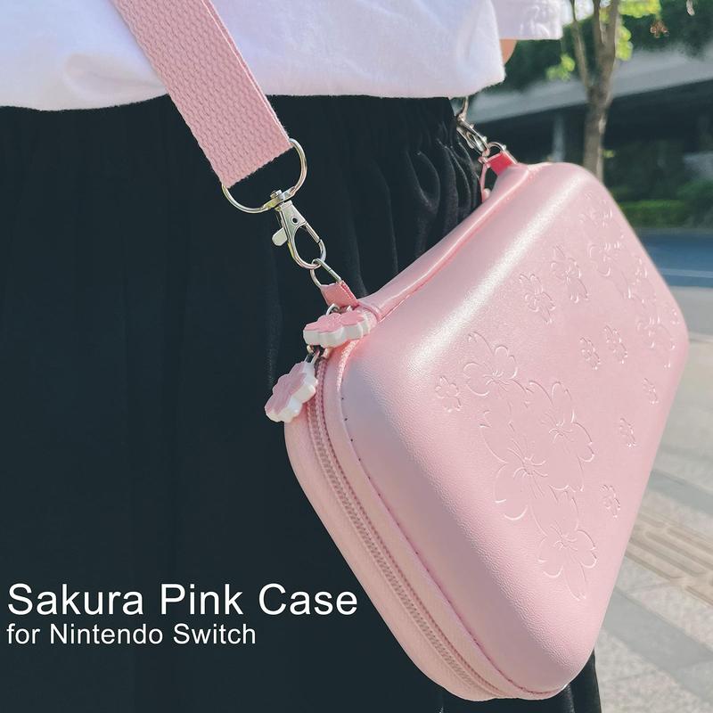 Cute Travel Carrying Case for Switch, 1 Set 10 in 1 Game Console Protective Case with Game Console Stand & Thumb Grip Caps, Console Accessories Kit 5