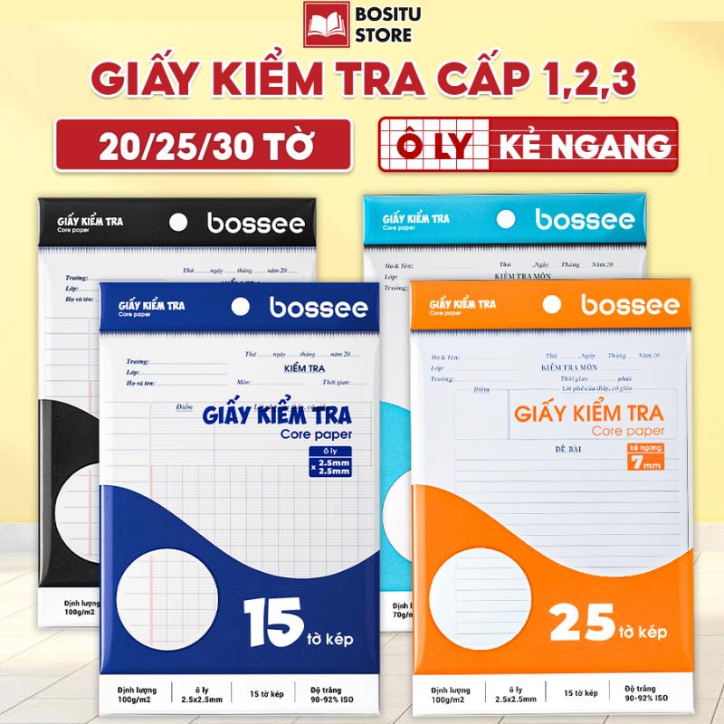Giấy Kiểm Tra Cấp 1,2,3 Dòng Kẻ Ngang 4 Ô Ly Vuông Cho Học Sinh -15 25 30 Tờ Đơn Tờ Kép Trình Bày Sạch Đẹp Hành Trang Cho Con Vào Năm Học Mới _ Bositu Store