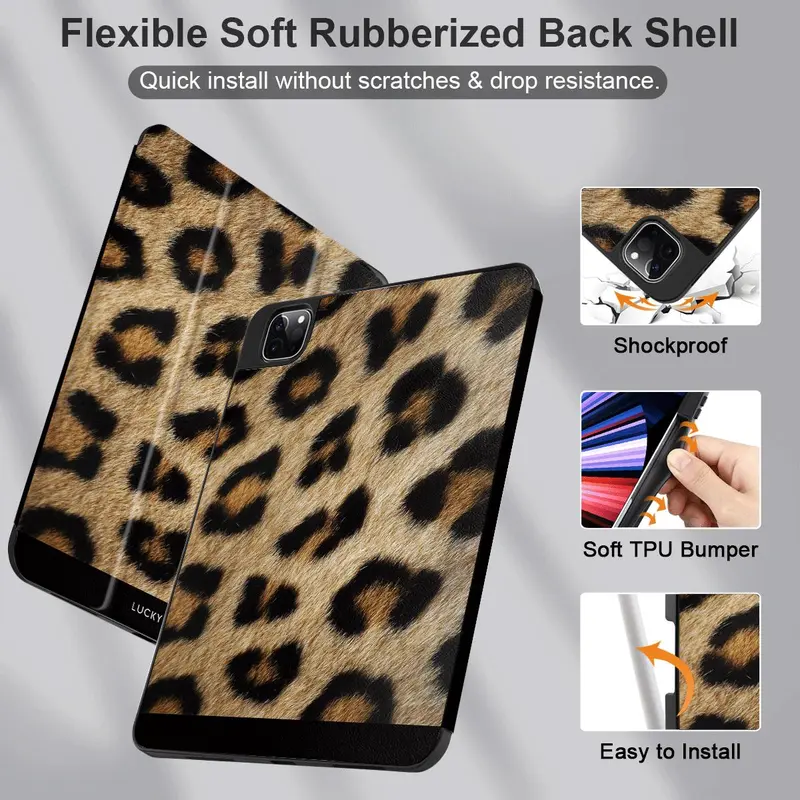 Fashion Leopard-pattern Tablet Case, 1 Count Soft TPU Tablet Protective Cover, Tablet Protector for iPad Air 4/5 9/8/7th M2 M4 2018/2019/2020/2021/2022/2023/2024 6