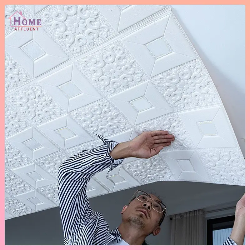 Pelekat Bata Buih Kertas Dinding Siling, Reka Bentuk 3D, untuk Dinding Simen Rumah, Reka Bentuk Penebalan, Pelekat Kalis Air, 70 * 70 Home Wall