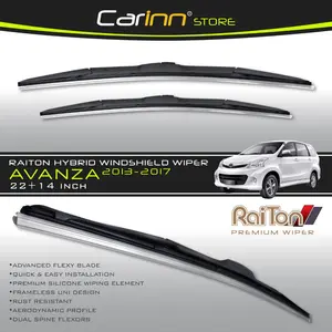 Raiton Sepasang Wiper Hybrid Kaca Depan Mobil Toyota Avanza/Daihatsu Xenia 2013-2015 22" & 14" -2 Pcs