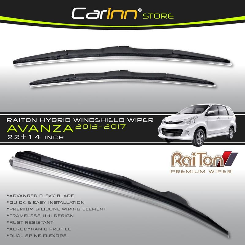 Raiton Sepasang Wiper Hybrid Kaca Depan Mobil Toyota New Avanza 22" & 14" -2 Buah/Set - Hitam 0