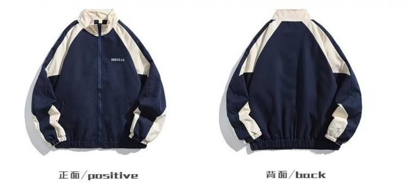 Product Introduction of Japanese-Style Retro Color Contrast Patchwork Stand Collar Jacket Men's Spring and Autumn Fashion Brand Loose Preppy Style Couple Casual Jacket waterproof  jacket Menswear Coats leather  jacket Tops Lingerie 2