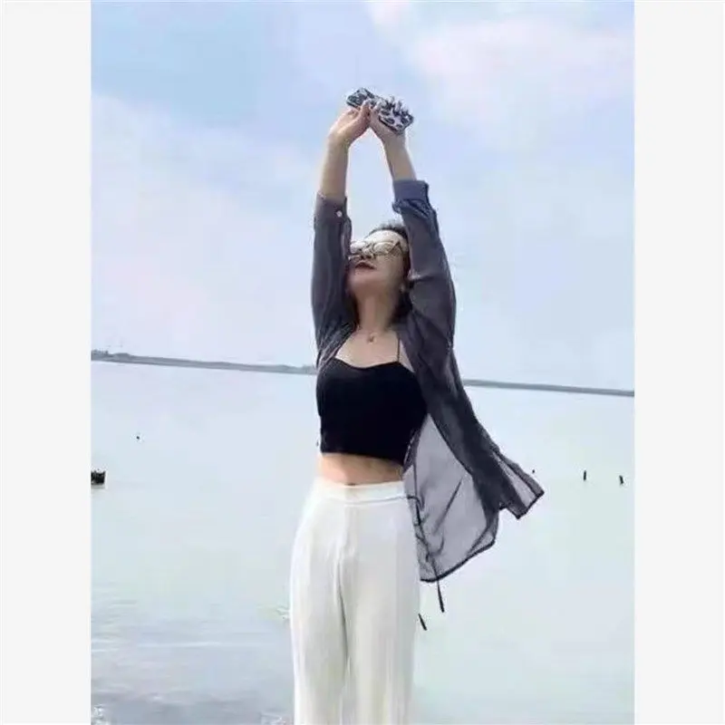 Quần Áo Chống Nắng, Áo Khoác Cardigan Nữ Mùa Hè, Chất Liệu Lụa Lạnh Thoáng Khí, Chống Tia Cực Tím, Dài Tay, Áo Voan Mỏng, Hàng Mới Về 2024 2