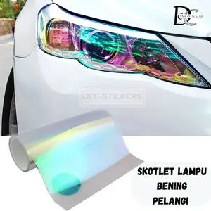 Stiker Lampu Motor Bening Pelangi Rainbow Stickers Skotlite Scotlite (P : 1 Meter x L : 30cm)