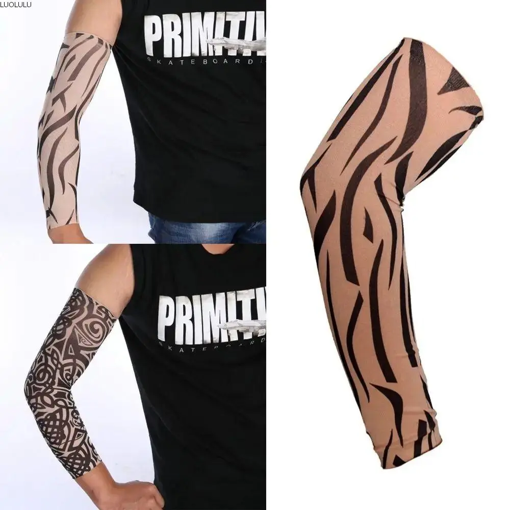 LUOLULU Anti-UV UV Protection Cycling Arm Sleeve Breathable Cycling Gloves Flower Arm Tattoo Sleeve Seamless High Elasticity Sun Protection Cover Men/Women