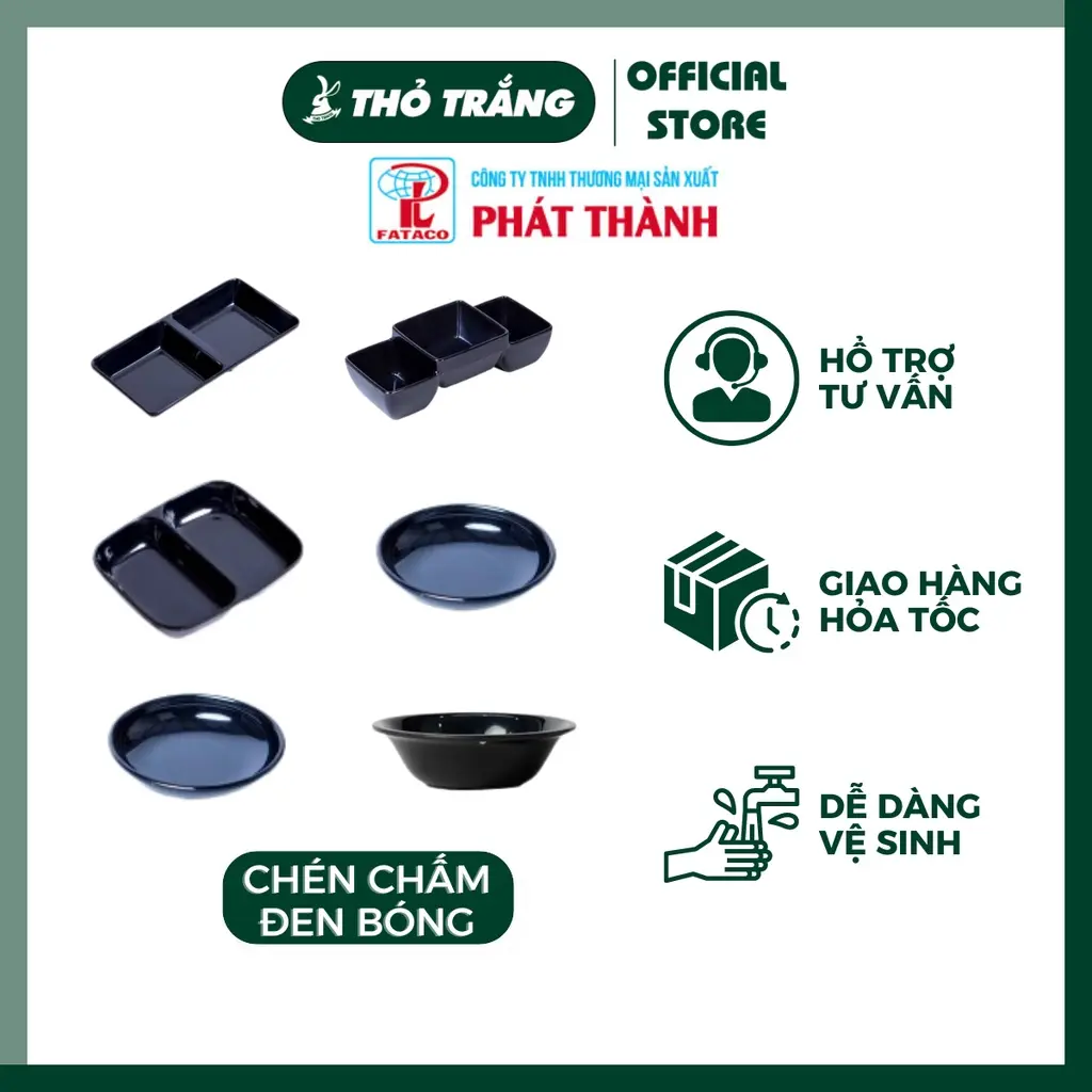 Chén Chấm đen bóng nhựa melamine cao cấp Fataco đa dạng mẫu mã