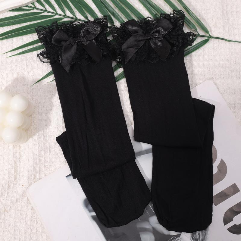 Product Introduction of Stokin Kaki, Gaya Lolita, Ikatan Simpul Renda, Fesyen, Warna Pepejal, Gaya JK Kawaii, Lembut dan Bernafas, Stoking, Stokin Lutut Seragam Lembut 19