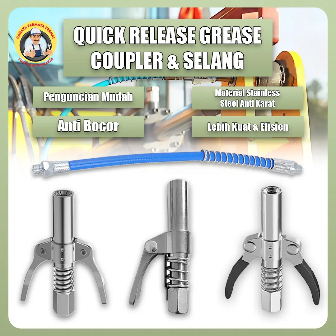 alat aplikasi minyak gemuk grease gun coupler high pressure Baja Biru Karat Konektor Kuat Kunci Listrik Penjepit Pipa Psi Selang Stainless Steel